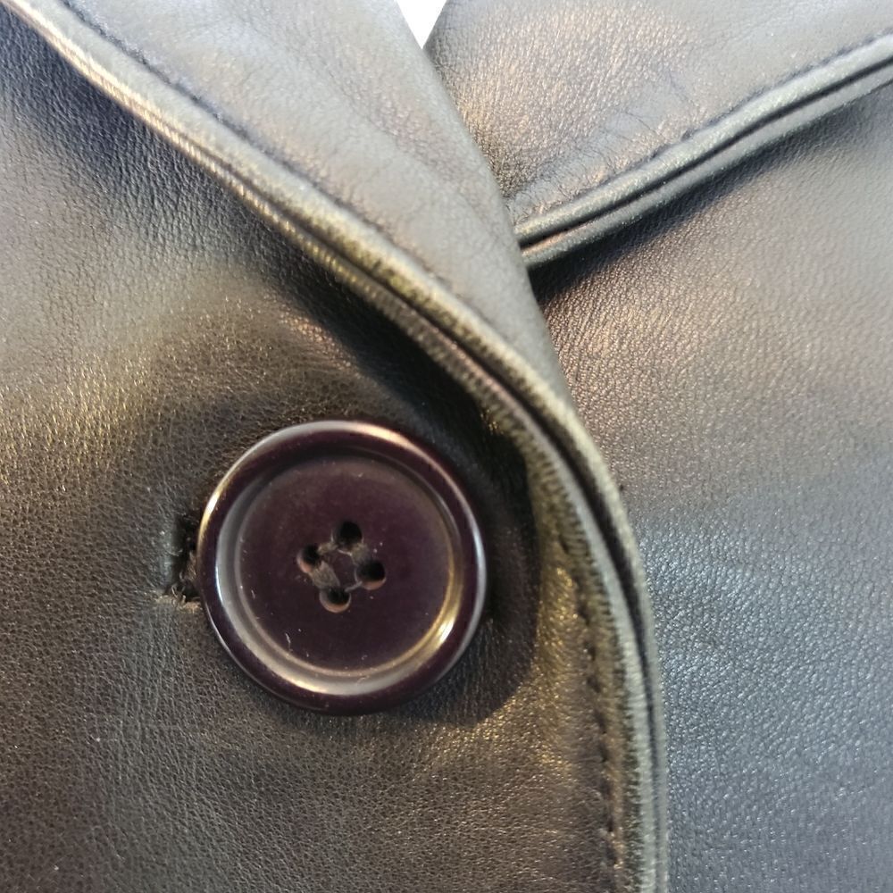 KC Collections black button front leather jacket - Picture 8 of 17